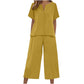 Women's Short Sleeve Top & Wide Leg Pants Set