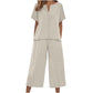 Women's Short Sleeve Top & Wide Leg Pants Set
