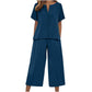 Women's Short Sleeve Top & Wide Leg Pants Set
