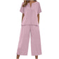 Women's Short Sleeve Top & Wide Leg Pants Set