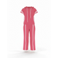 Women's Striped Short-Sleeve Hoodie & Wide-Leg Pants Set