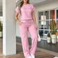 Women's Casual Short Sleeve Top & Wide Leg Pants Set