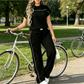 Women's Casual Short Sleeve Top & Wide Leg Pants Set