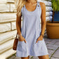 Women's Casual Striped Adjustable Straps Sleeveless Romper Dress