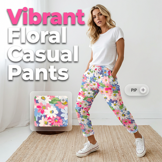 Women's Floral Print Drawstring Casual Pants