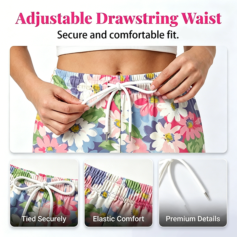 Women's Floral Print Drawstring Casual Pants