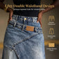 Women's Layered Waist Denim Maxi Skirt