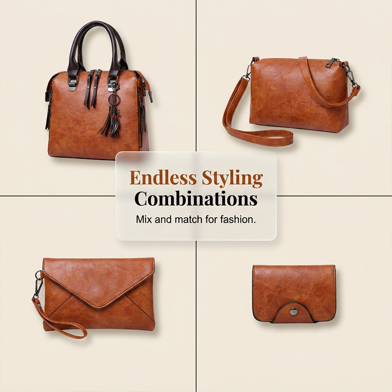 Women's PU Leather 4-Piece Handbag Set