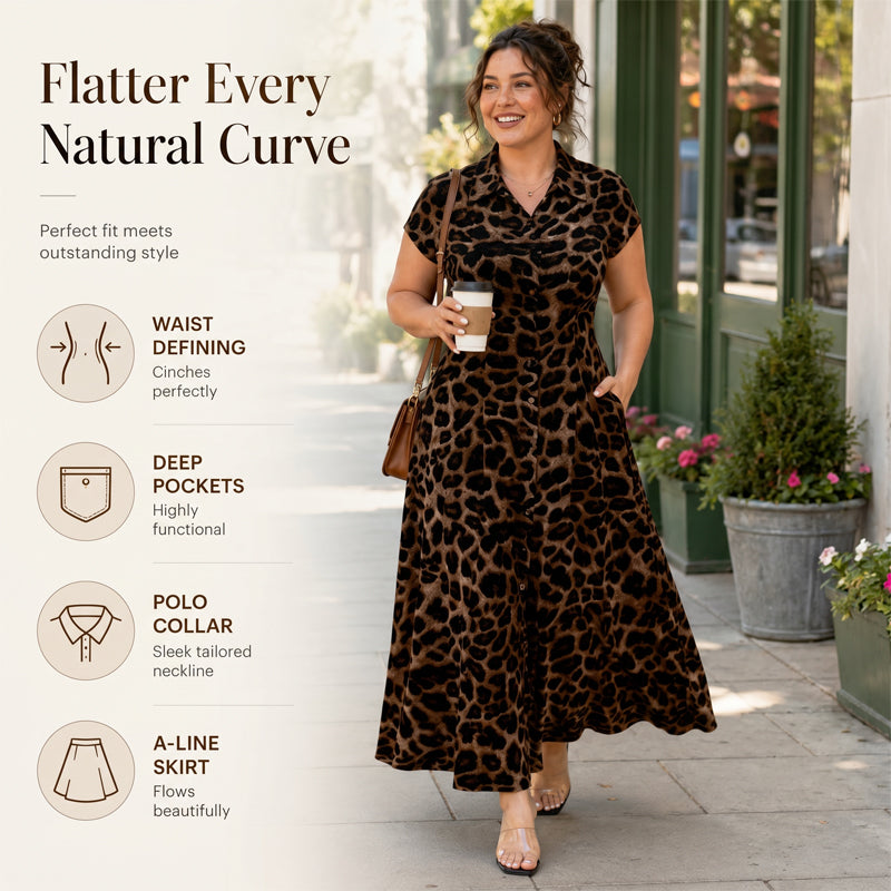 👗 50% OFF NOW! 🐆 Women's Elegant Leopard Print Lapel Dress – Chic, Flattering & Bold Statement Style 🥂