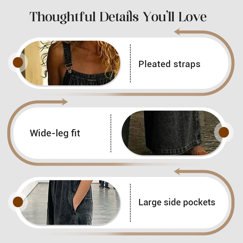 Women's Casual Wide-Leg Denim Jumpsuit