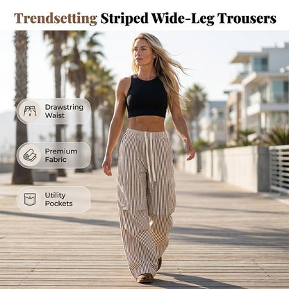 Women's Striped Wide Leg Pants