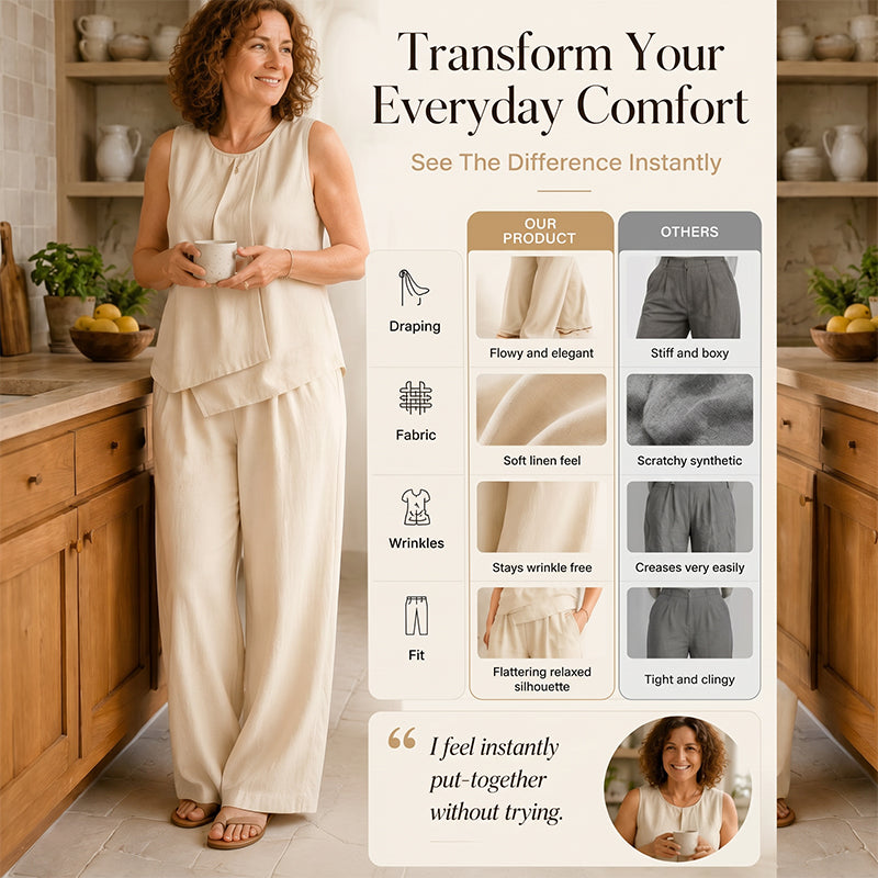 👗✨Women's Asymmetric Top & Wide-Leg Pants Set – Effortless Chic Wide-Leg Style🔥