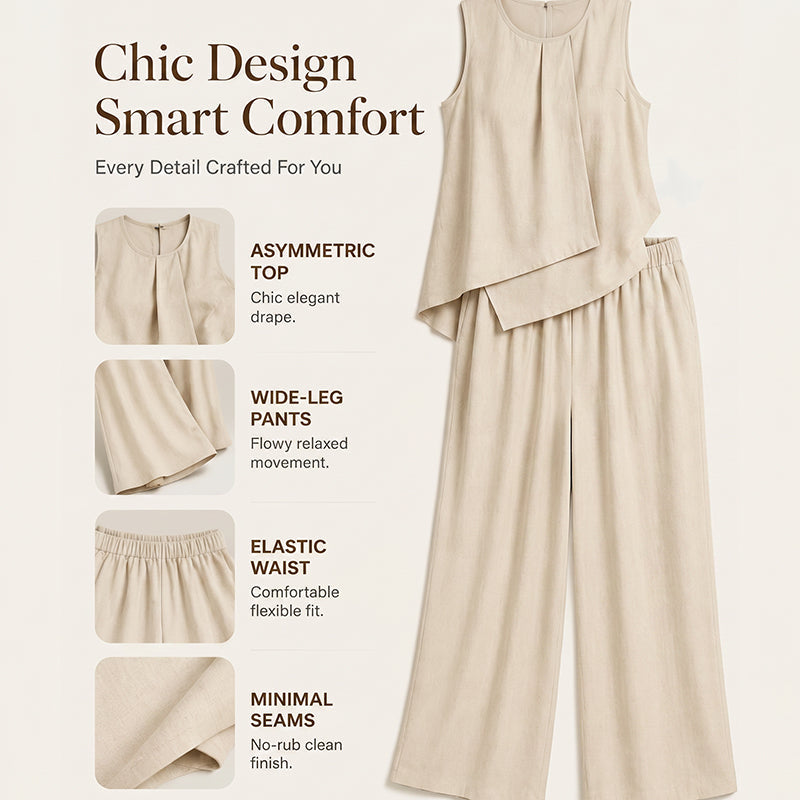 👗✨Women's Asymmetric Top & Wide-Leg Pants Set – Effortless Chic Wide-Leg Style🔥