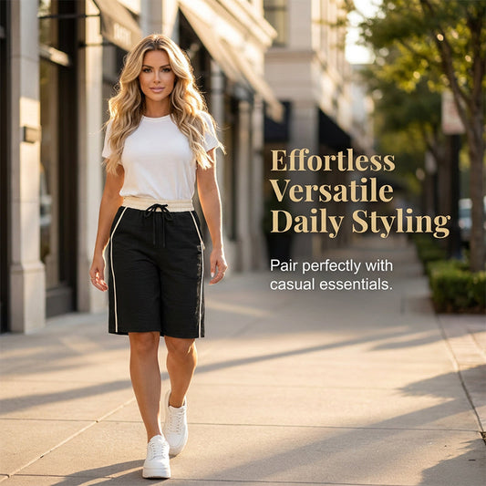 High-Waisted Color-Block Casual Shorts