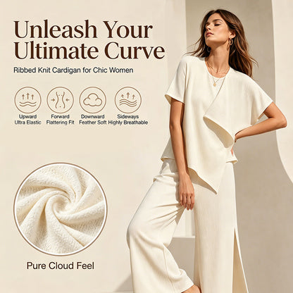 👚👖Women's Asymmetric Top & Slit Wide-Leg Pants Set– Elegant Statement Co-ord ✨