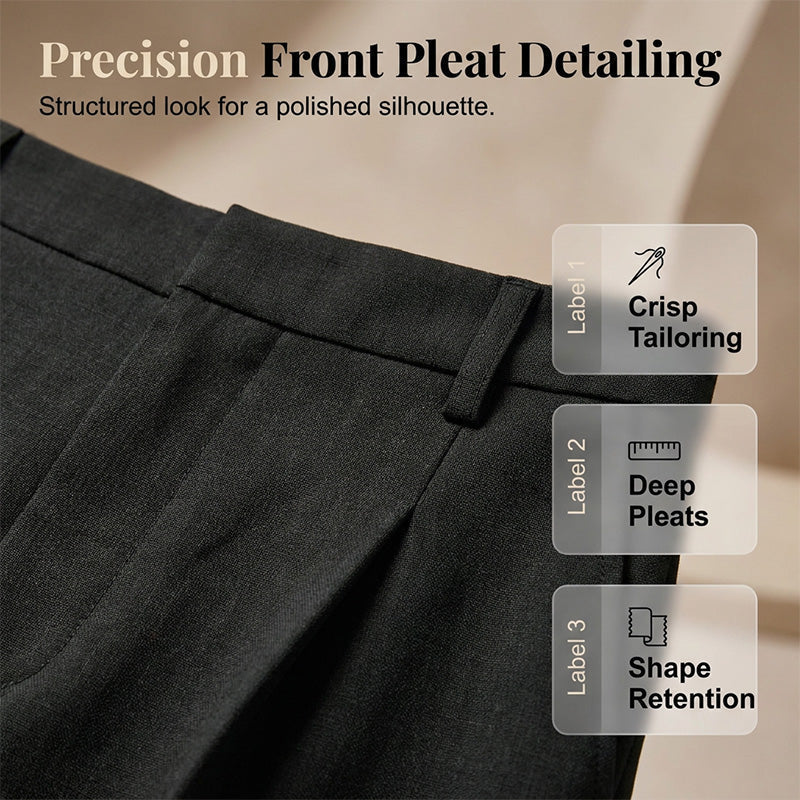 Exclusive 50% OFF | Women's High-Waist Tailored Bermuda Shorts | Pleated Front & Breathable Summer Fit | Chic Office to Weekend Loose Trousers