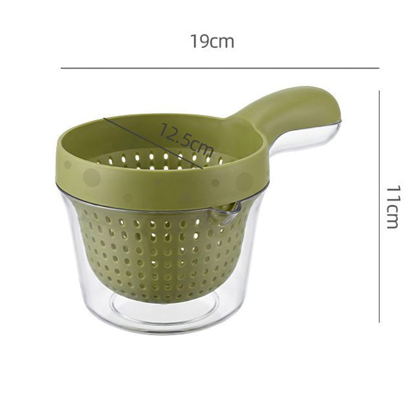 Double-Layer Fruit Washing Basket with Handle and Pour Spout