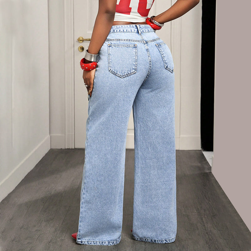 👖 51% OFF NOW! ✨ Women's Asymmetrical Waist Wide Leg Jeans – Unique waist design, relaxed fit & versatile – Perfect for chic everyday style & casual outings 🌿