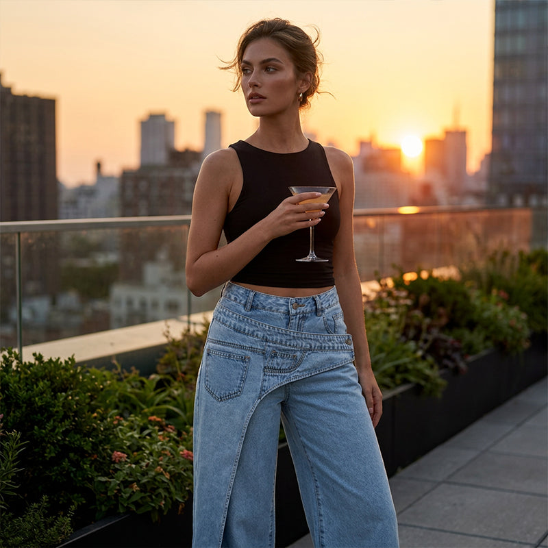 👖 51% OFF NOW! ✨ Women's Asymmetrical Waist Wide Leg Jeans – Unique waist design, relaxed fit & versatile – Perfect for chic everyday style & casual outings 🌿