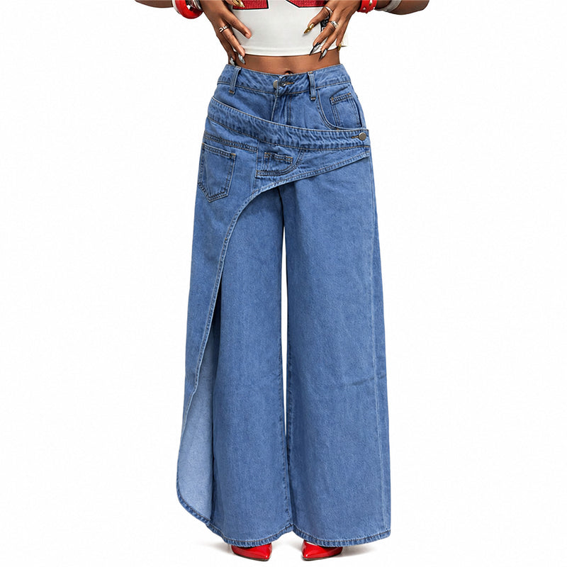 👖 51% OFF NOW! ✨ Women's Asymmetrical Waist Wide Leg Jeans – Unique waist design, relaxed fit & versatile – Perfect for chic everyday style & casual outings 🌿