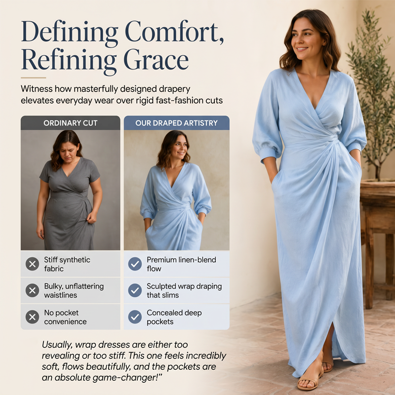 ⌛Limited-time 52% Offer-Women's Elegant V-Neck Wrap Maxi Dress👗✨
