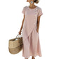 Women’s Summer Round Neck Elegant Solid Color Dress