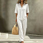 Women's Button-Up Top & Wide-Leg Pants Set