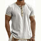 👕Men's Short Sleeve Breathable Henley Shirt– Breathable Textured Top With Contrast Trim✨