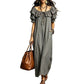 Women's Bohemian Ruffle Neck Maxi Dress