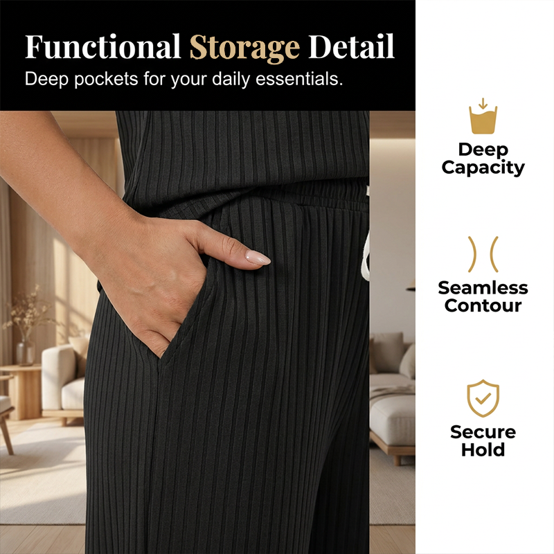 Women's Ribbed Knit Top & Pants 2-Piece Set