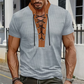 Men’s Waffle Knit T-Shirt Contrast Lace Up Casual Short Sleeve Tops