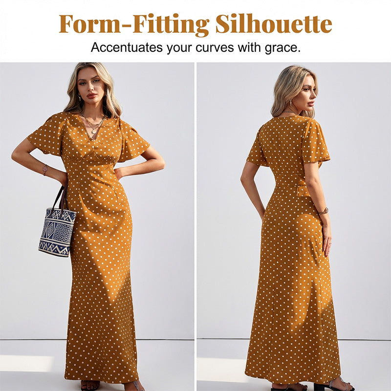 🌸 50% OFF NOW! 🌸Women's V-Neck Polka Dot Maxi Dress