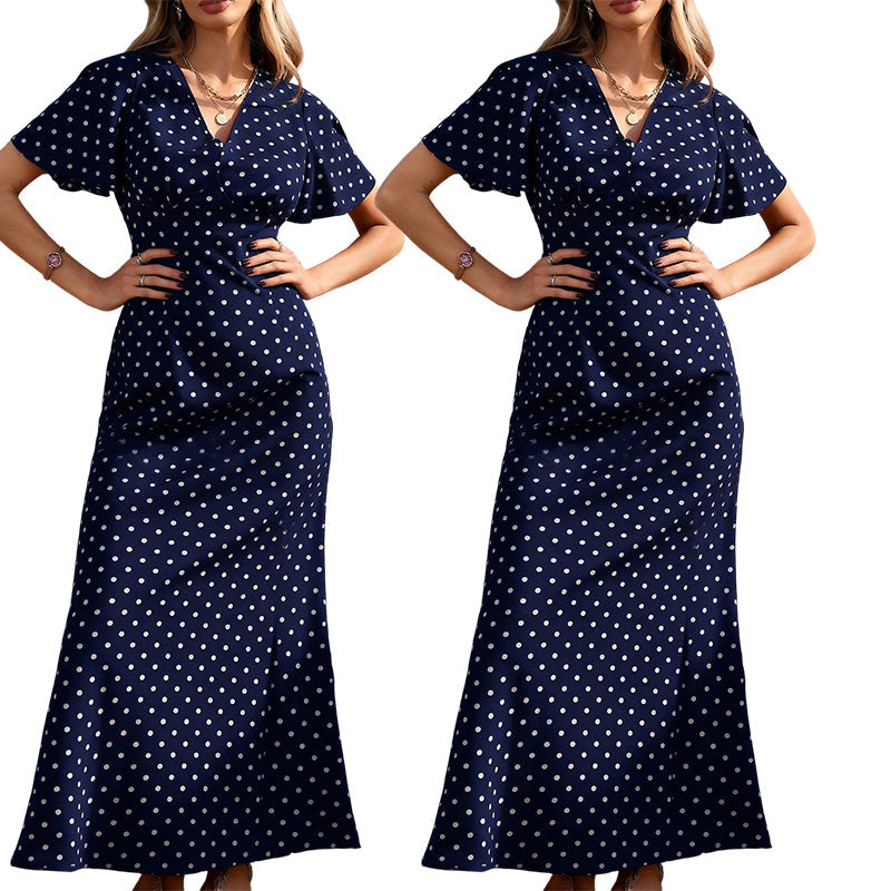 🌸 50% OFF NOW! 🌸Women's V-Neck Polka Dot Maxi Dress