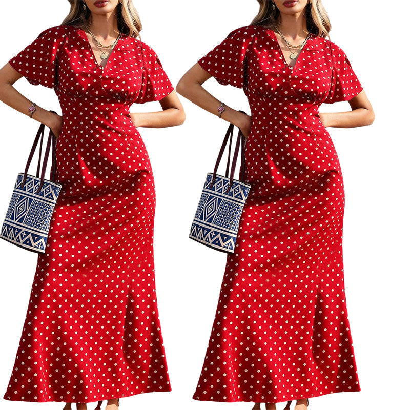 🌸 50% OFF NOW! 🌸Women's V-Neck Polka Dot Maxi Dress