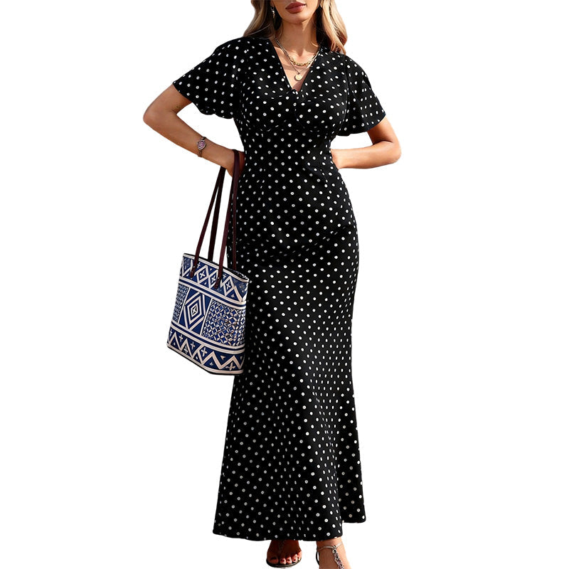 🌸 50% OFF NOW! 🌸Women's V-Neck Polka Dot Maxi Dress