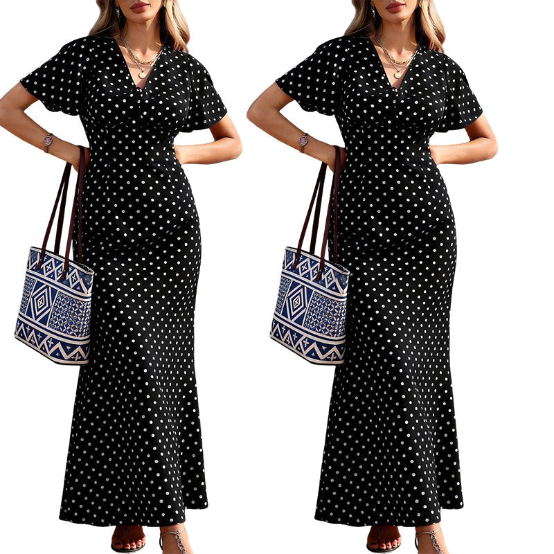 🌸 50% OFF NOW! 🌸Women's V-Neck Polka Dot Maxi Dress