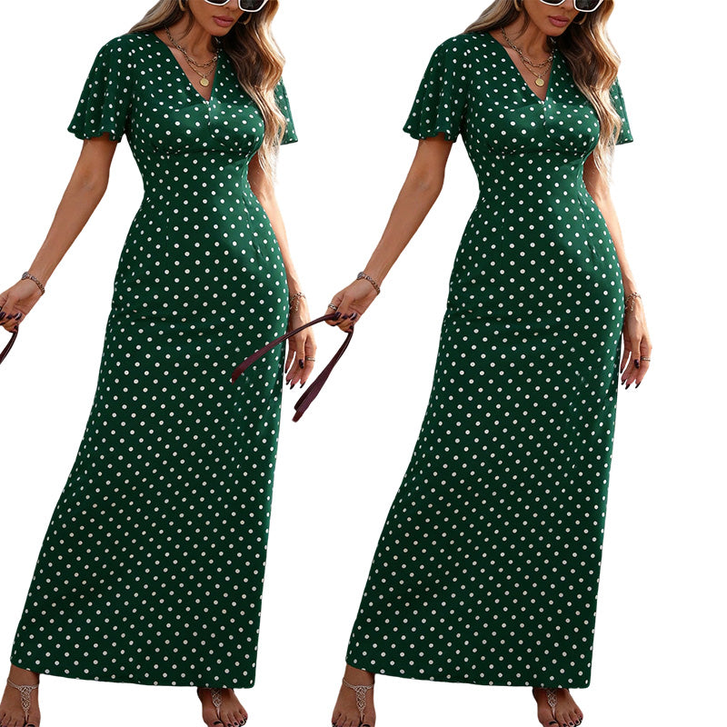 🌸 50% OFF NOW! 🌸Women's V-Neck Polka Dot Maxi Dress