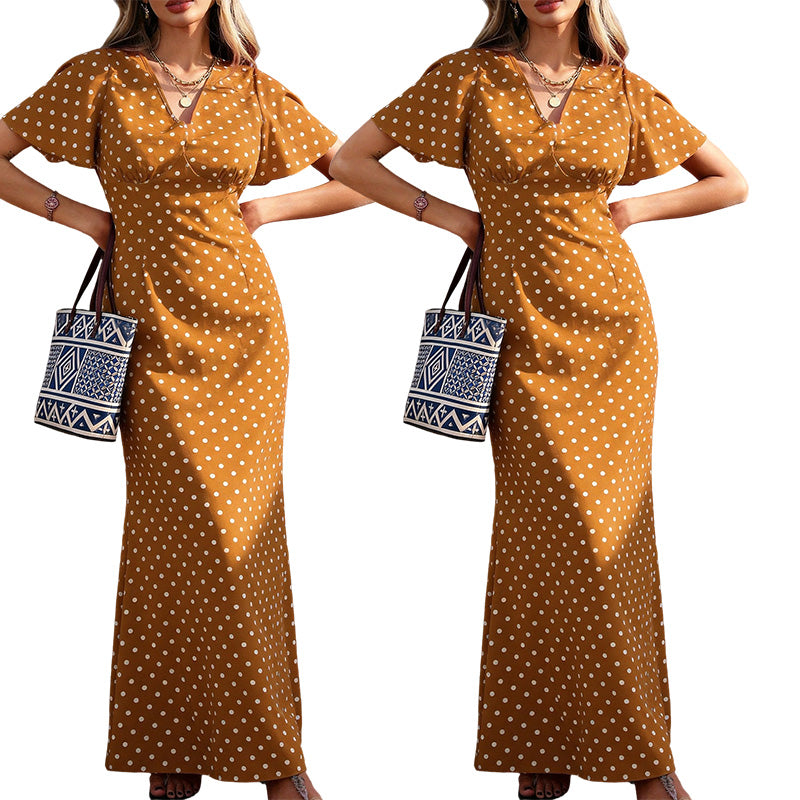🌸 50% OFF NOW! 🌸Women's V-Neck Polka Dot Maxi Dress