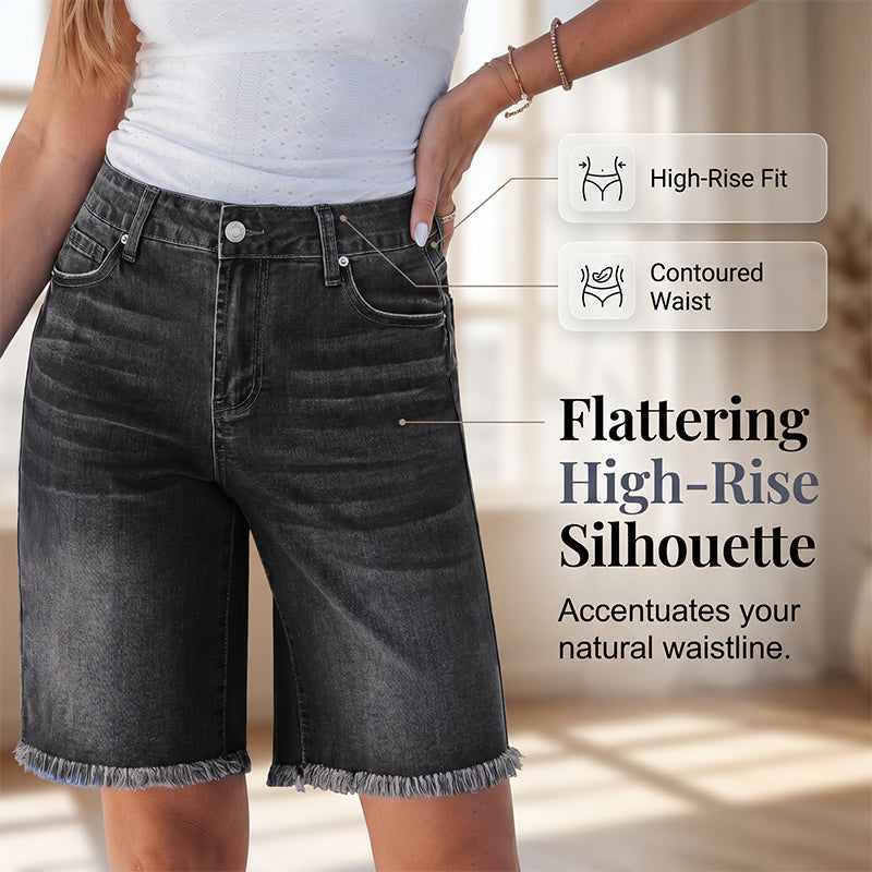 🎁2026 New Arrivals 50% OFF💥Women's Casual High Waisted Fringed Denim Shorts – Stretchy & raw hem – Perfect for summer, beach or casual outings – comfortable and trendy 🏖️✨