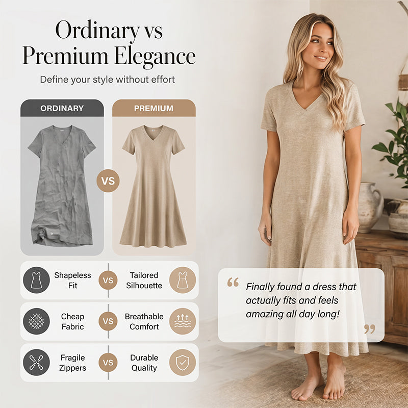 Women's Short Sleeve V-Neck Maxi Dress