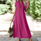 Women's Short Sleeve V-Neck Maxi Dress
