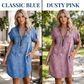 ⌛Limited-Time Offer⏰-Women's Loose-Fitting Collared Zipper Denim Dress with Pockets