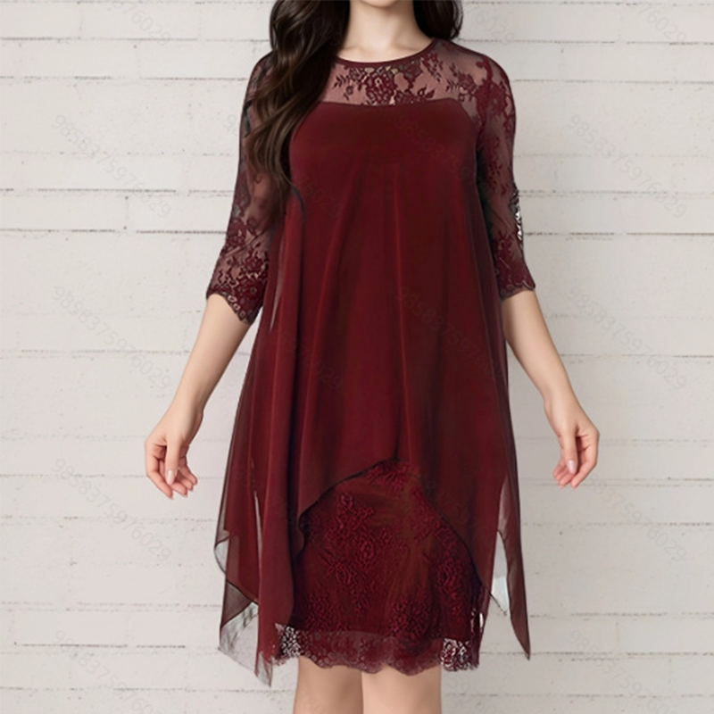 🎁Hot Sale🎁65% OFF💥Women's Elegant High-Low Hem Lace Overlay Dress