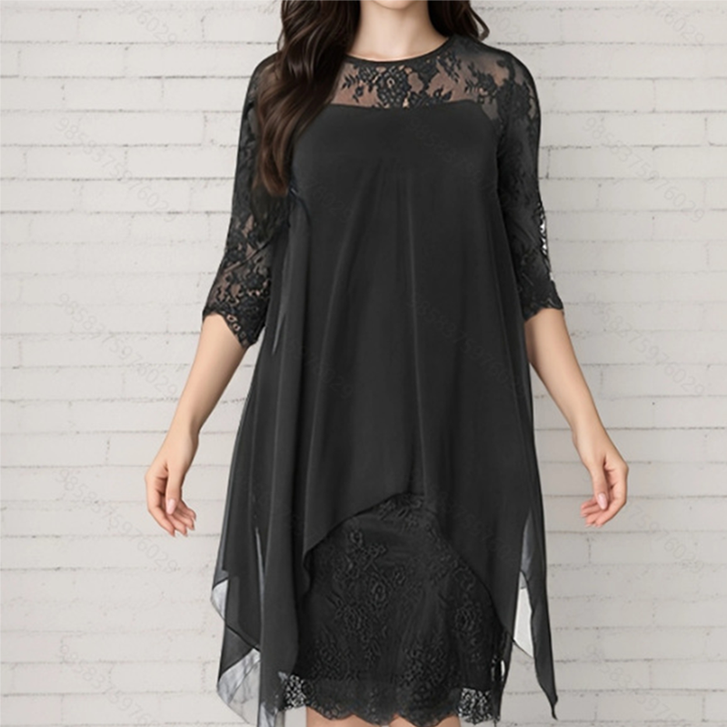 🎁Hot Sale🎁65% OFF💥Women's Elegant High-Low Hem Lace Overlay Dress