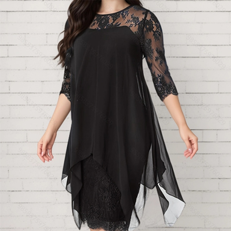 🎁Hot Sale🎁65% OFF💥Women's Elegant High-Low Hem Lace Overlay Dress