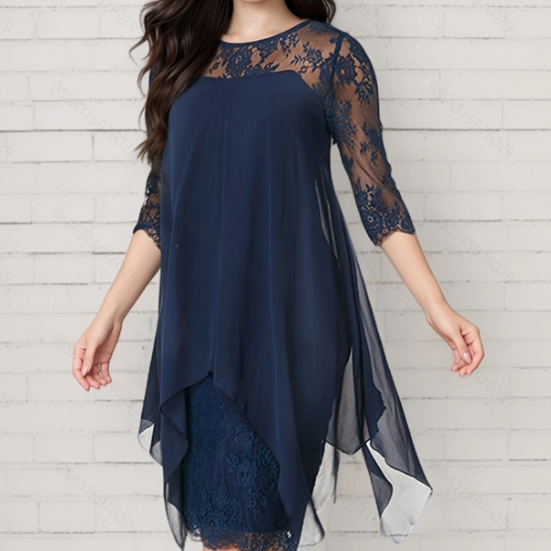 🎁Hot Sale🎁65% OFF💥Women's Elegant High-Low Hem Lace Overlay Dress