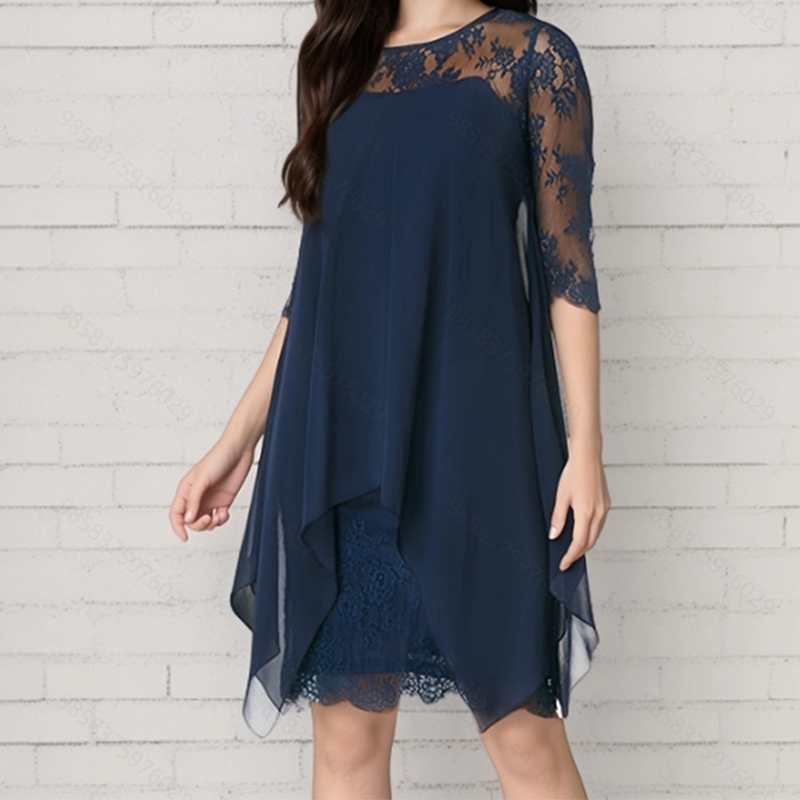 🎁Hot Sale🎁65% OFF💥Women's Elegant High-Low Hem Lace Overlay Dress