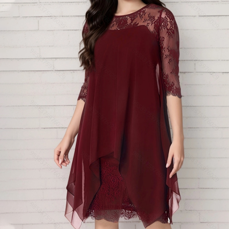 🎁Hot Sale🎁65% OFF💥Women's Elegant High-Low Hem Lace Overlay Dress