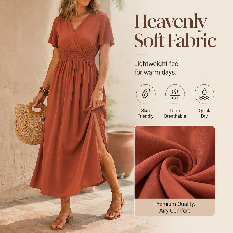 🎁2026 New Arrivals 60% OFF💥Women's Summer V-Neck Side Slit Maxi Dress