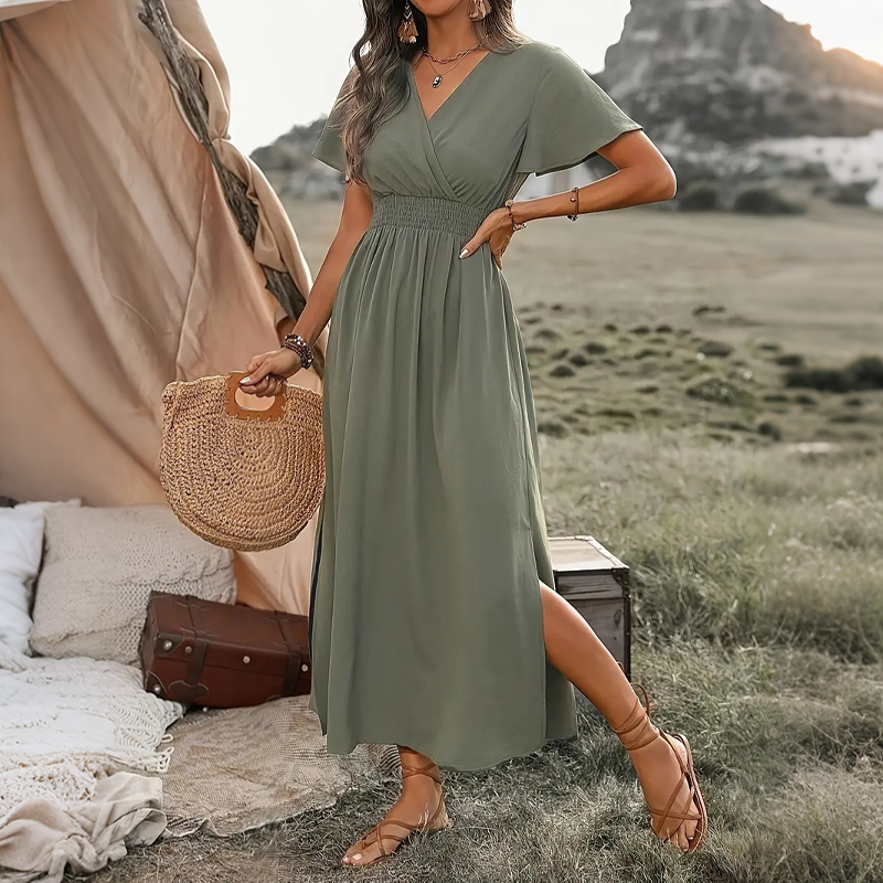 🎁2026 New Arrivals 60% OFF💥Women's Summer V-Neck Side Slit Maxi Dress
